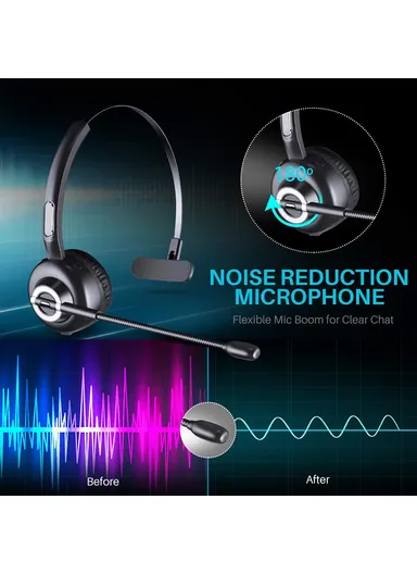 Business Wireless Bluetooth 5.0 Headset Call Center Operator Single Ear Headphone with Microphone &amp; Charging Base M97