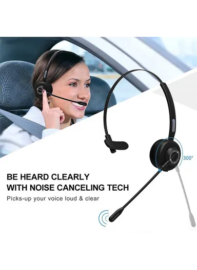 Business Wireless Bluetooth 5.0 Headset Call Center Operator Single Ear Headphone with Microphone &amp; Charging Base M97