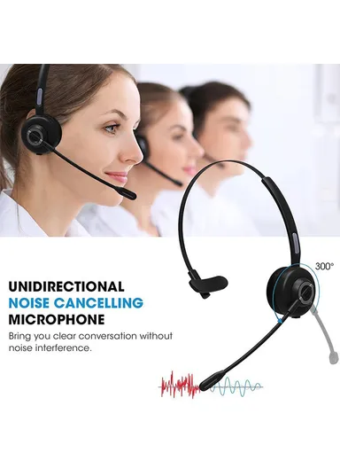 Business Wireless Bluetooth 5.0 Headset Call Center Operator Single Ear Headphone with Microphone &amp; Charging Base M97