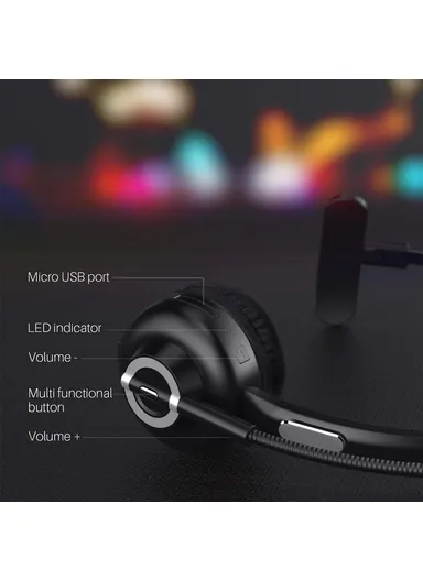 Business Wireless Bluetooth 5.0 Headset Call Center Operator Single Ear Headphone with Microphone &amp; Charging Base M97