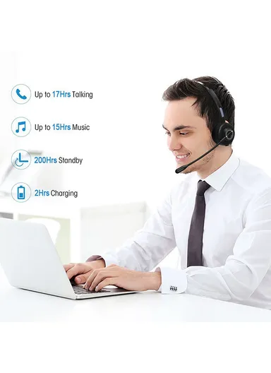 Business Wireless Bluetooth 5.0 Headset Call Center Operator Single Ear Headphone with Microphone &amp; Charging Base M97