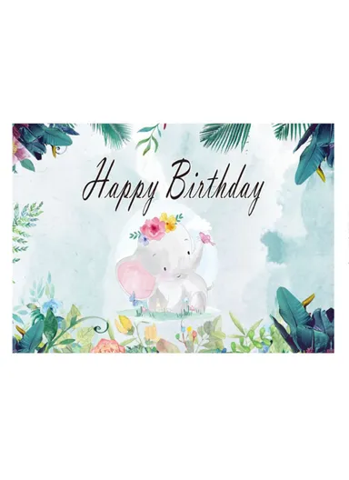 Birthday Party Cartoon Elephant Photography Background Vinyl Cloth Backdrop (L150 x W100)cm