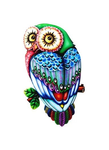 Garden Iron Owl Shape Hanging Decoration Home Wall Art Decor (L26 x W15 x T1)cm - 2