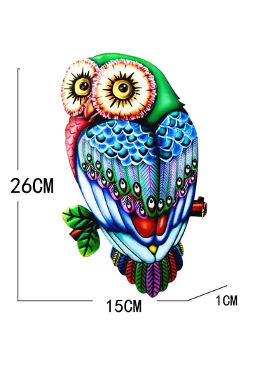 Garden Iron Owl Shape Hanging Decoration Home Wall Art Decor (L26 x W15 x T1)cm - 2