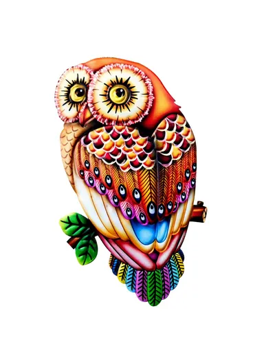 Garden Iron Owl Shape Hanging Decoration Home Wall Art Decor (L26 x W15 x T1)cm - 1