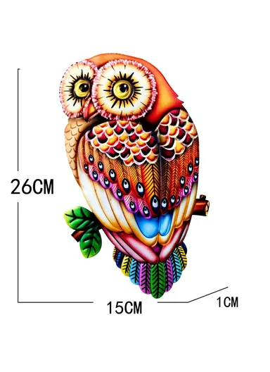 Garden Iron Owl Shape Hanging Decoration Home Wall Art Decor (L26 x W15 x T1)cm - 1
