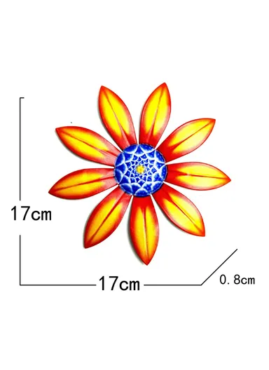 Metal Flower Wall Decoration Iron Art Hanging Decoration Home Garden Ornament (L17 x W17 x T0.8)cm - Orange