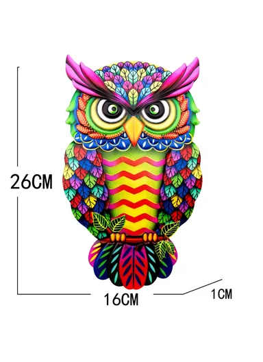 Owl Shape Garden Hanging Decoration Iron Home Wall Art Decor, Size M (L26 x W16 x H1)cm - 3