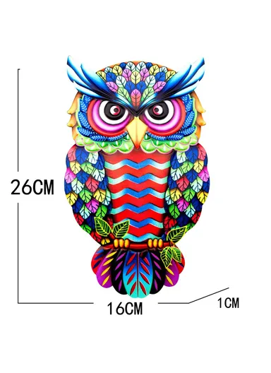 Owl Shape Garden Hanging Decoration Iron Home Wall Art Decor, Size M (L26 x W16 x H1)cm - 2