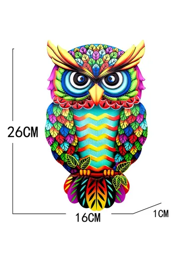 Owl Shape Garden Hanging Decoration Iron Home Wall Art Decor, Size M (L26 x W16 x H1)cm - 1
