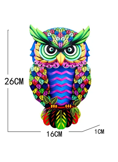 Owl Shape Garden Hanging Decoration Iron Home Wall Art Decor, Size M (L26 x W16 x H1)cm - 4