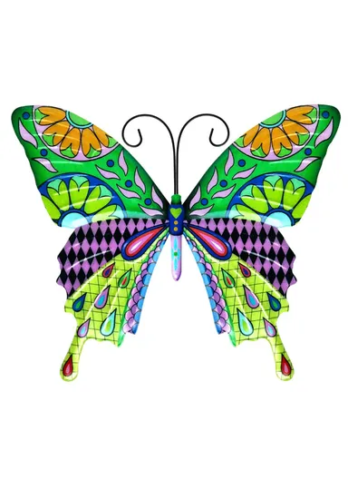 Butterfly Shape Garden Hanging Decoration Home Iron Art Wall Decor (L25 x W21.5c x W0.8)cm - Green