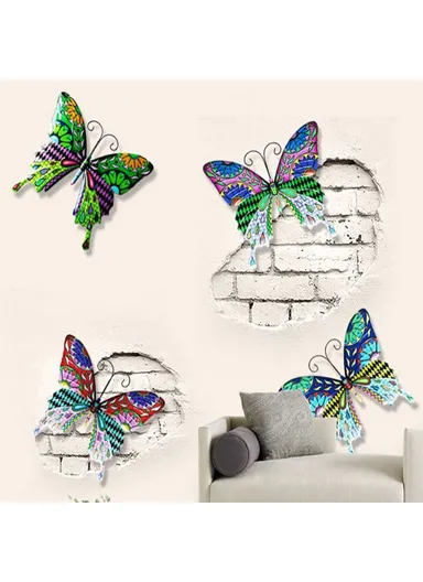 Butterfly Shape Garden Hanging Decoration Home Iron Art Wall Decor (L25 x W21.5c x W0.8)cm - Green