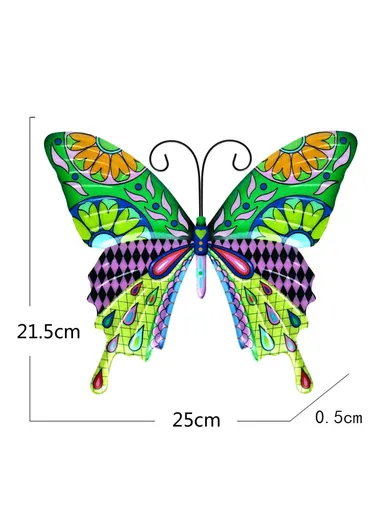 Butterfly Shape Garden Hanging Decoration Home Iron Art Wall Decor (L25 x W21.5c x W0.8)cm - Green