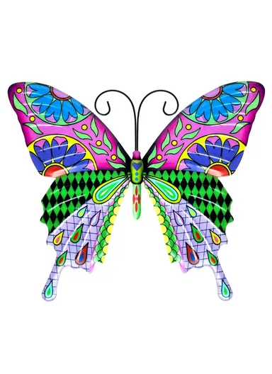 Butterfly Shape Garden Hanging Decoration Home Iron Art Wall Decor (L25 x W21.5c x W0.8)cm - Purple