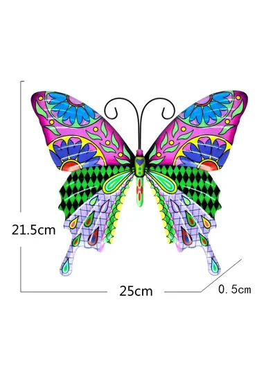 Butterfly Shape Garden Hanging Decoration Home Iron Art Wall Decor (L25 x W21.5c x W0.8)cm - Purple