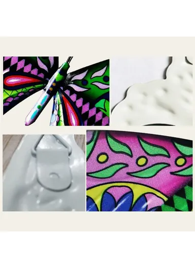 Butterfly Shape Garden Hanging Decoration Home Iron Art Wall Decor (L25 x W21.5c x W0.8)cm - Red