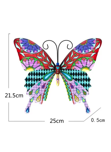 Butterfly Shape Garden Hanging Decoration Home Iron Art Wall Decor (L25 x W21.5c x W0.8)cm - Red