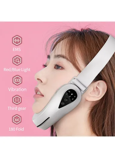 Microcurrent EMS Face Slimming Instrument Facial Lifting Massage V-face Beauty Device S121- White