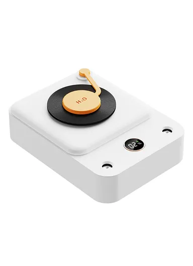 Vinyl Record Shape Personal Portable Humidifier Mineral Water Bottle Double-spray Mist Maker with Light/Digital Display DQ112 - White