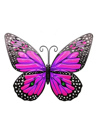 Iron Art Butterfly Wall Decor Garden Yard Home Ornament (L18.5 x W25)cm - Purple