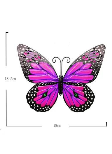 Iron Art Butterfly Wall Decor Garden Yard Home Ornament (L18.5 x W25)cm - Purple