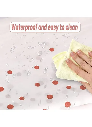 Rectangular Event &amp; Outdoor Activity Tablecloth, Disposable Waterproof Oilproof PEVA Table Mat (L274 x W137)cm - Rose Dot