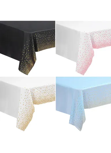 Rectangular Event &amp; Outdoor Activity Tablecloth, Disposable Waterproof Oilproof PEVA Table Mat (L274 x W137)cm - Rose Dot