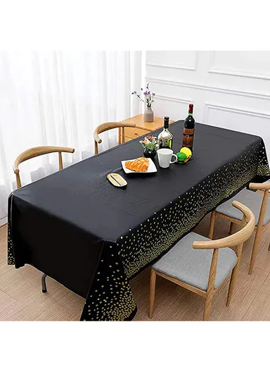 Rectangular Event &amp; Outdoor Activity Tablecloth, Disposable Waterproof Oilproof PEVA Table Mat (L274 x W137)cm - Rose Dot