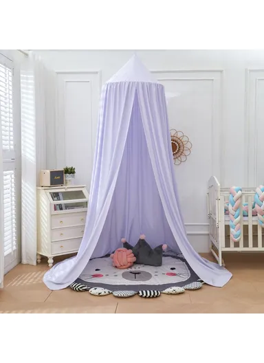 Princess Canopy Mosquito Net for Kids, Round Dome Canopy Bed Decor (D65 x H270)cm- Light Purple