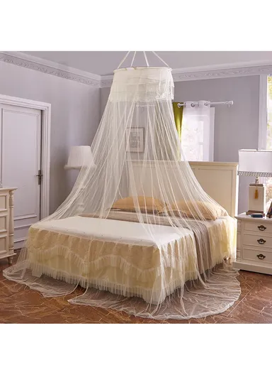 Princess Castle Round Dome Mosquito Net For Bed, Insect Protection (D60 x H260)cm - White