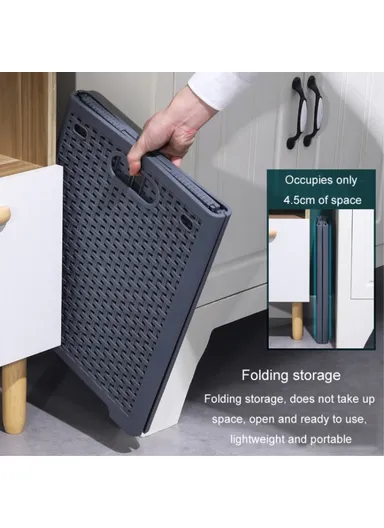 Foldable Hollow Design Laundry Basket, Dirty Clothes PP Storage Holder with Handles (L44 x W32 x D34)cm - Grey