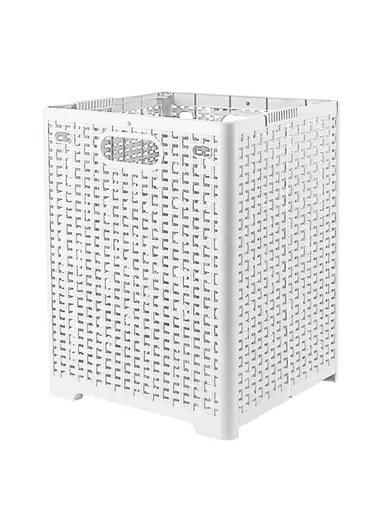 Foldable Hollow Design Laundry Basket, Dirty Clothes PP Storage Holder with Handles (L44 x W32 x D34)cm - White 