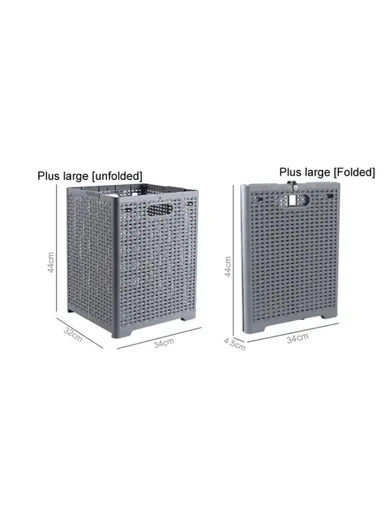 Foldable Hollow Design Laundry Basket, Dirty Clothes PP Storage Holder with Handles (L44 x W32 x D34)cm - White 