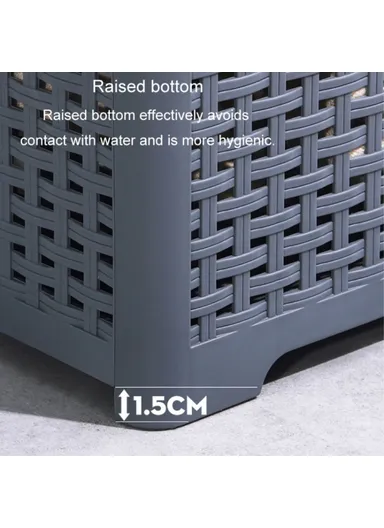 Foldable Hollow Design Laundry Basket, Dirty Clothes PP Storage Holder with Handles (L44 x W32 x D34)cm - White 