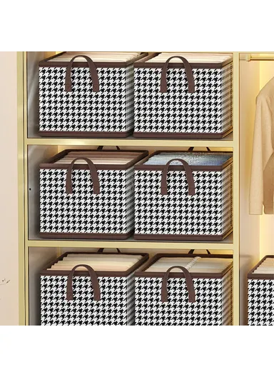 Pattern Design Storage Cube Organizer Folding Cloth Box Container JJTZ, (L40 x W10 x H10)cm- Orange