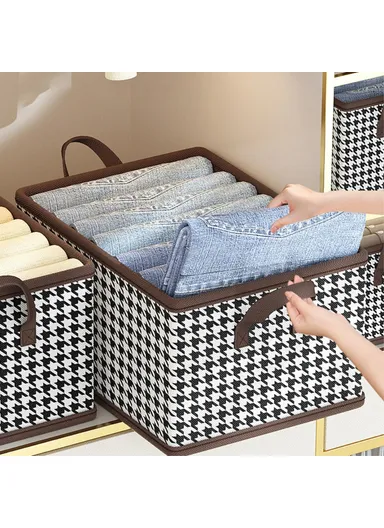 Pattern Design Storage Cube Organizer Folding Cloth Box Container JJTZ, (L40 x W10 x H10)cm- Orange