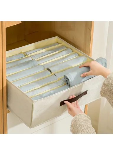24 Cells Oxford Cloth Drawer Organizer Closet Divider Storage Box for Socks, Underwear, (L50 x W44 x H20)cm- Beige