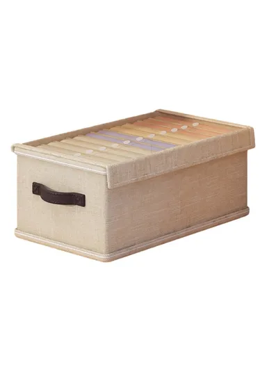 12 Grids Wardrobe Storage Box with Clear Lid, Closet Organizer for Pants, Shirts, (L44 x W25 x H17)cm- Beige