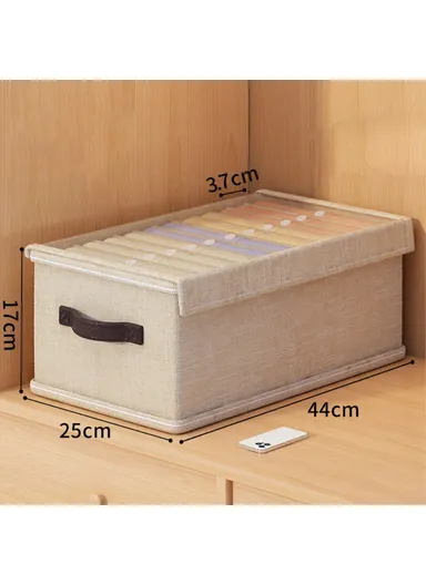 12 Grids Wardrobe Storage Box with Clear Lid, Closet Organizer for Pants, Shirts, (L44 x W25 x H17)cm- Beige