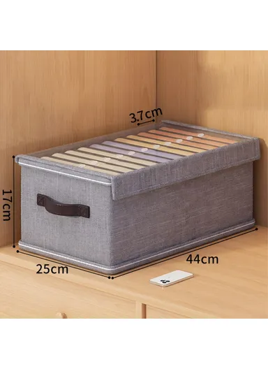 12 Grids Wardrobe Storage Box with Clear Lid, Closet Organizer for Pants, Shirts, (L44 x W25 x H17)cm- Grey