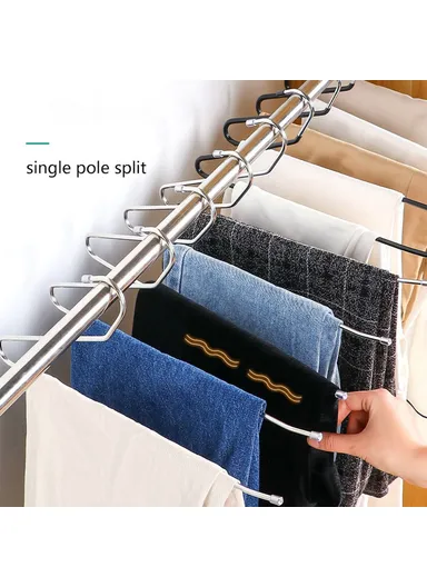 10Pcs 29cm Multifunctional Z-shaped Trouser Rack Goose Clothes Pants Hanger Non-slip Storage Racks - Obverse / Grey