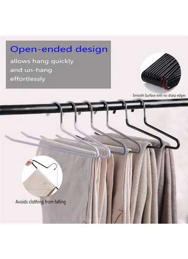 10Pcs 29cm Multifunctional Z-shaped Trouser Rack Goose Clothes Pants Hanger Non-slip Storage Racks - Obverse / Grey