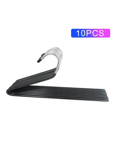 10Pcs 29cm Multifunctional Z-shaped Trouser Rack Goose Clothes Pants Hanger Non-slip Storage Racks - Obverse / Black