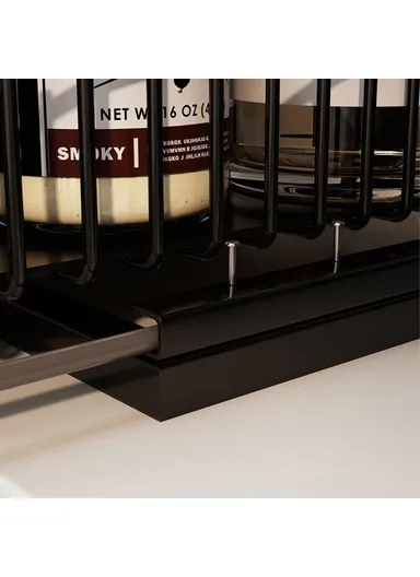 2Pcs Carbon Steel Double Layer Pull-out Basket Storage Shelf for Cabinet Sink - Black