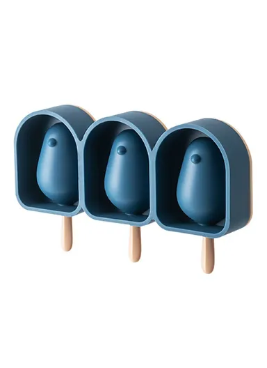 Cute Bird Shaped Reusable Silicone Mold for DIY Ice Cream Bar with Lid and Stick (without FDA Certificate, BPA Free) - Blue