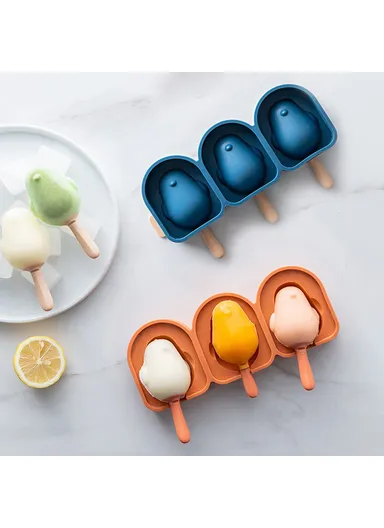 Cute Bird Shaped Reusable Silicone Mold for DIY Ice Cream Bar with Lid and Stick (without FDA Certificate, BPA Free) - Blue