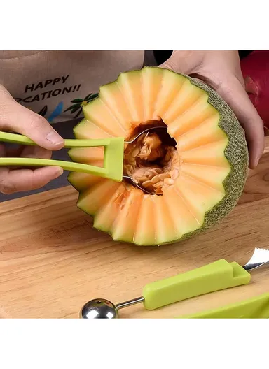 3-in-1 Watermelon Scoop Slicer Fruit Knife Seed Remover Separator for Watermelon Ice Cream (No FDA, BPA-Free) - Random Color