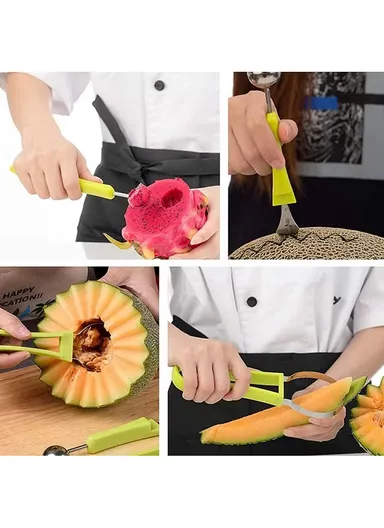 3-in-1 Watermelon Scoop Slicer Fruit Knife Seed Remover Separator for Watermelon Ice Cream (No FDA, BPA-Free) - Random Color