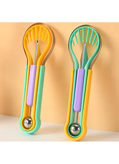3-in-1 Watermelon Scoop Slicer Fruit Knife Seed Remover Separator for Watermelon Ice Cream (No FDA, BPA-Free) - Random Color